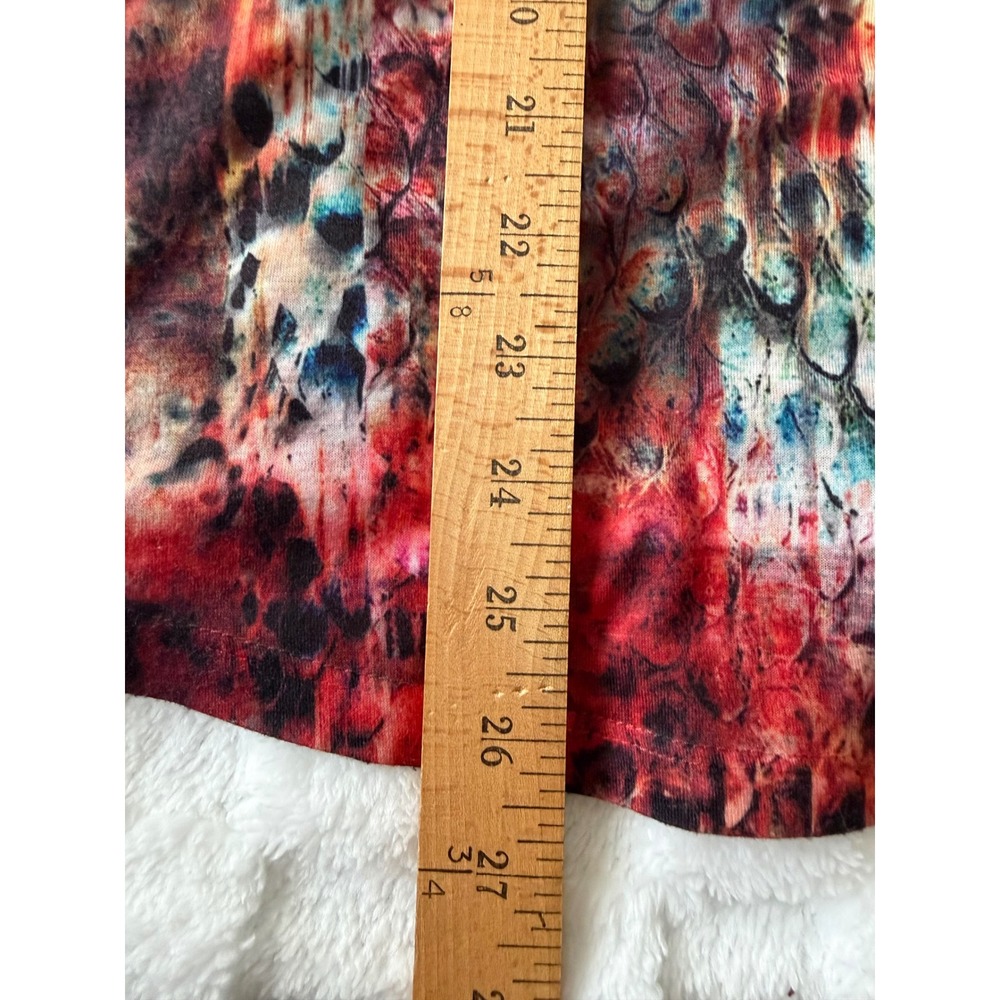 New Directions Womens Batwing Studded Abstract Top Orange/Teal/Red-EUC Sz M - Picture 8 of 11